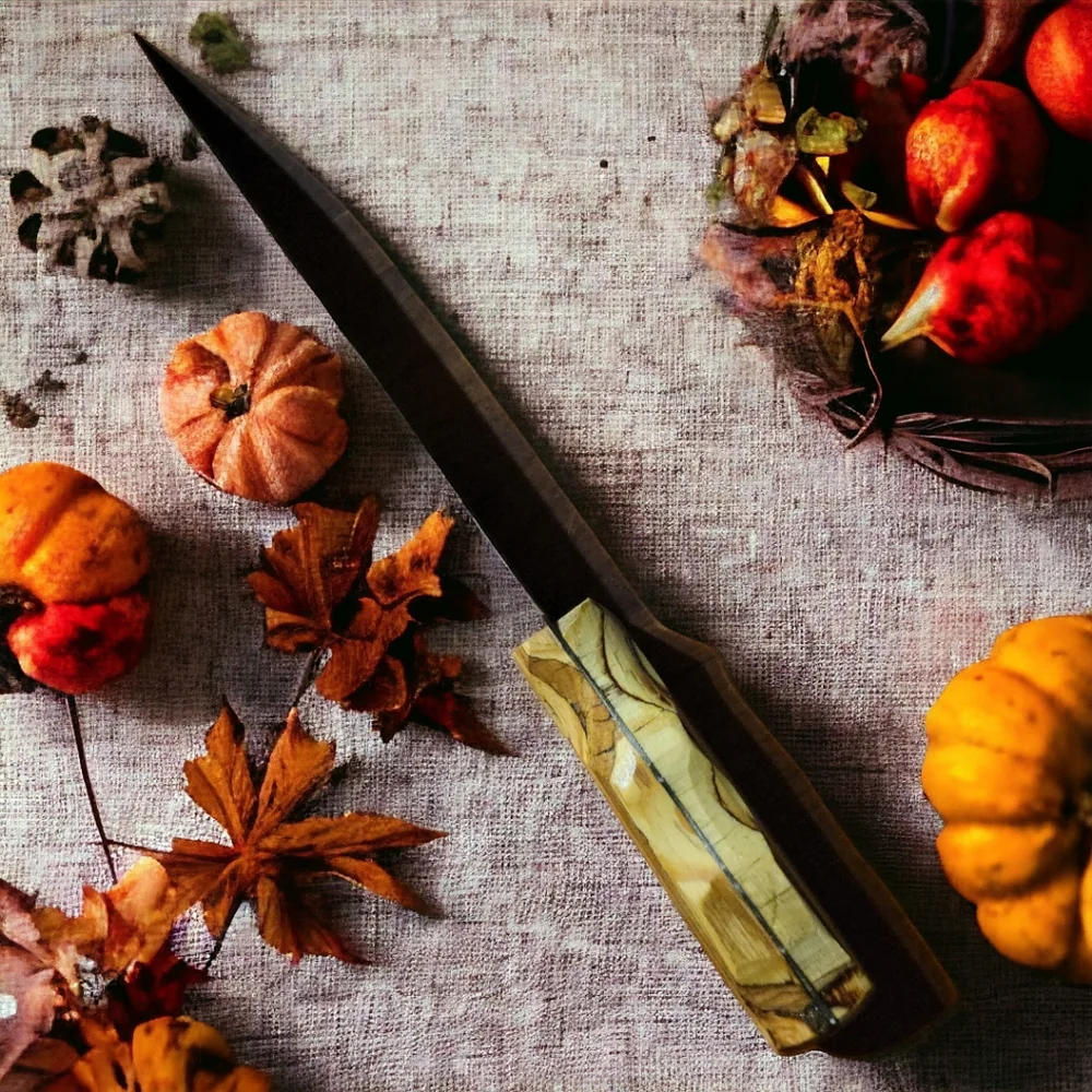 Handcrafted Grey Fox  Original Hardwood Kitchen Butcher Hunting Knive